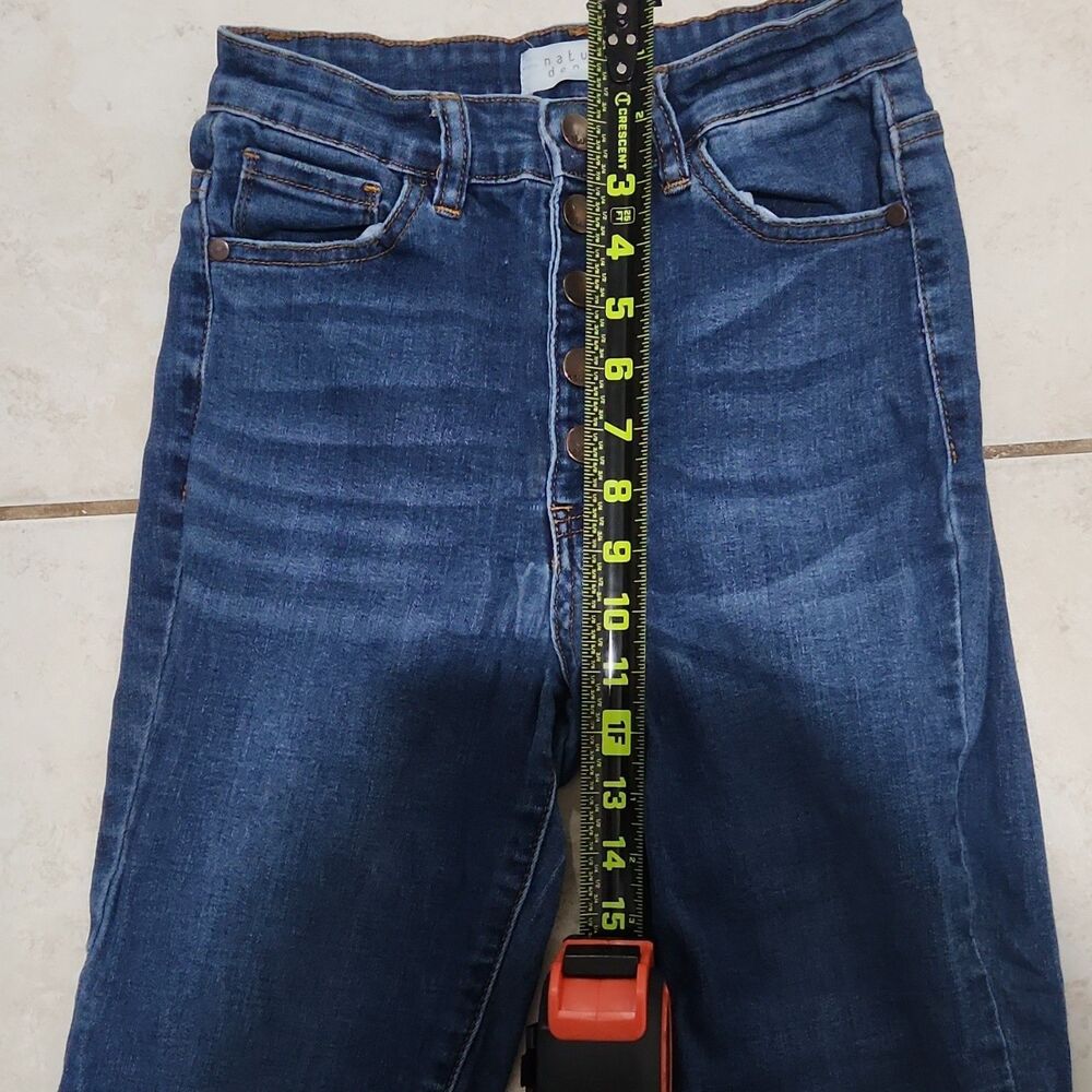 Nature Denim Skinny Jeans Juniors High Rise Stretch Medium Wash Frayed Hem - Picture 5 of 9